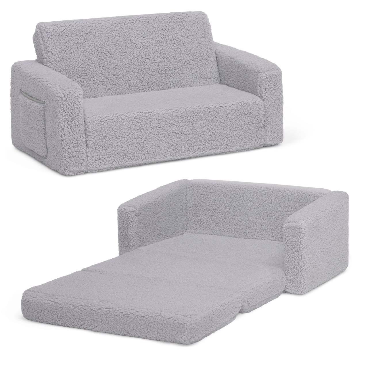 Delta Children Cozee Flip Out Sherpa 2 in 1 Convertible Sofa to Lounger for Kids